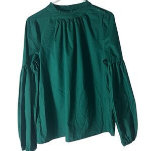 NWT Worthington women’s blouse with puffy sleeves Size Medium Dark Green Holiday